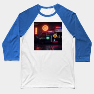 Cyberpunk Tokyo Ramen Food Truck Baseball T-Shirt